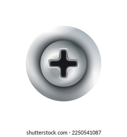 Metal screws bolts nails plates realistic composition with isolated top view image of iron hardware vector illustration