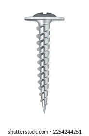Metal screws bolts nails plates realistic composition with isolated top view image of iron hardware vector illustration