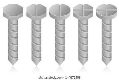 Metal Screws Vector Illustration