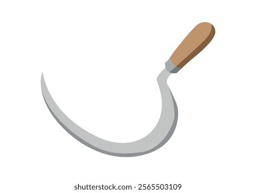 Metal scythe with wooden handle