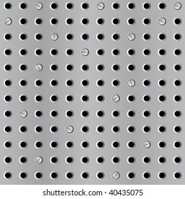 Metal seamless background with perforation. Vector illustration