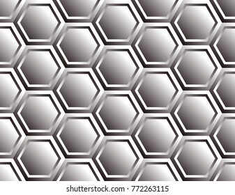 Metal seamless hexagon pattern, double folded look like futuristic armor