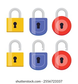 Metal Security Padlock Vector Illustration