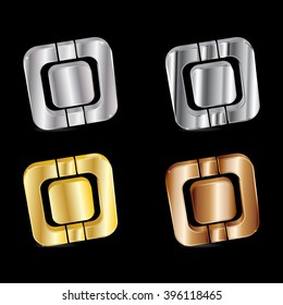 the metal set emblems on black background