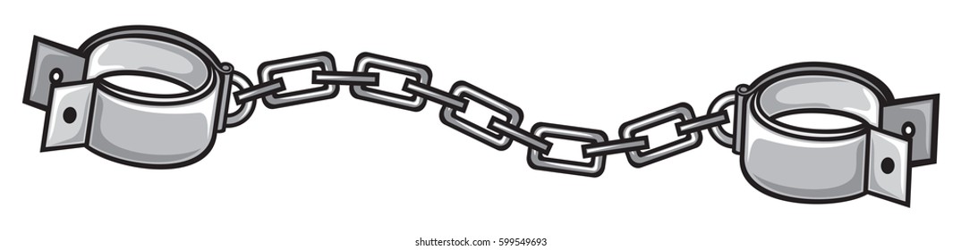 Metal Shackles With Chain Vector Illustration