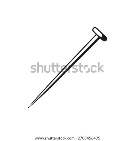 Metal sharp long pin outline vector flat illustration design