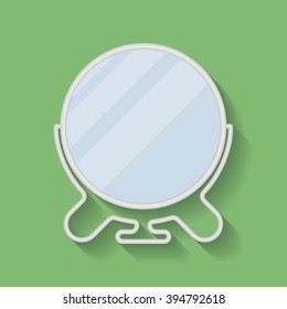 Metal shaving or make-up cosmetic mirror icon. 
