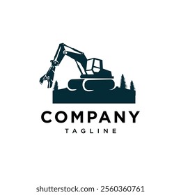 Metal Shear Excavator Logo Icon vector