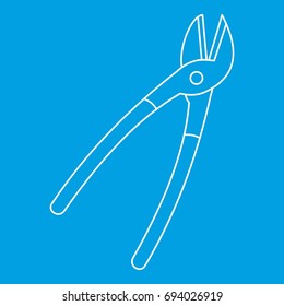 Metal shears icon blue outline style isolated vector illustration. Thin line sign