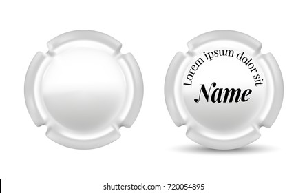 Metal sheet of champagne bottle. Template for design. White color. Vector illustration.