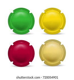 Metal sheet of champagne bottle. Template for design. Vector illustration. Colors green, yellow, red and gold