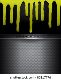 Metal Sheet Vector Background with drips of green paint