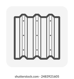 Icono de Vector de chapa metálica. Panel de acero de hierro con estampado de textura de rayas onduladas. Material de construcción moderno para la pared de la cubierta, techo de la construcción industrial, es decir, almacén, fábrica, garaje.