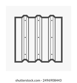 Metal sheet vector icon. Panel of iron steel with corrugated striped texture pattern. Modern construction material for cover wall, roof of industrial building i.e. warehouse, factory, garage.