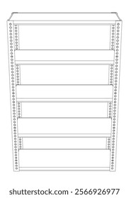 Metal Shelf Line Art Vector Illustration on White Background. Simple Yet Detailed Design for Industrial, Warehouse, and Home Storage