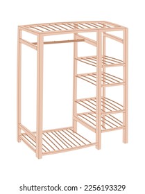 Estantes de metal para ropa icono plano Mobiliario moderno. Ilustración del vector