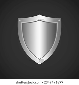 Metal shield badge vector in black background
