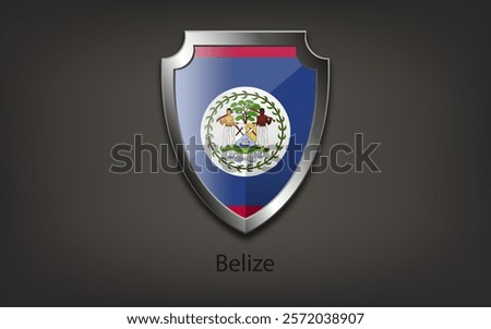 Metal shield with BELIZE flag. Vector illustration.