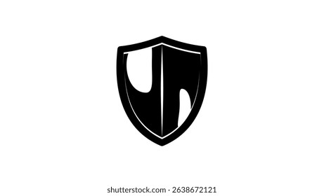metal shield ,black isolated silhouette 