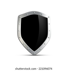 metal shield with a black screen. isolated on white background