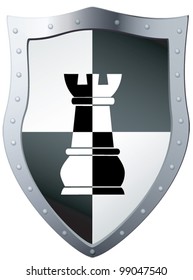 Metal shield a chess piece, file EPS.8 illustration.