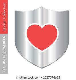 Metal Shield Icon - Heart