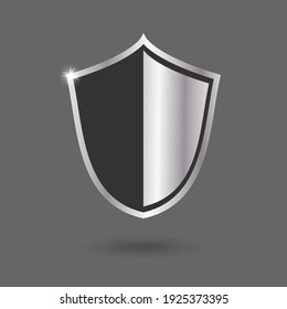 Metal Shield Isolated On Grey Background. Vector Illustration