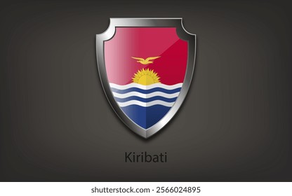 Metal shield with KIRIBATI flag. Vector illustration.