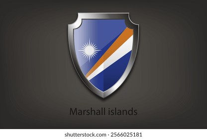 Metal shield with MARSHALL ISLANDS flag. Vector illustration.