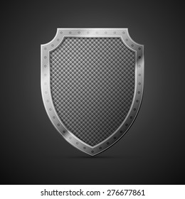 metal shield on a black background, excellent vector illustration, EPS 10