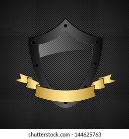metal shield on dark background