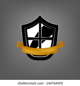 metal shield on dark background