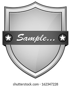 Metal shield with ribbon
