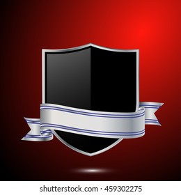Metal Shield, Ribbon, Banner. Vector.