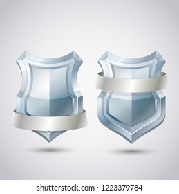 Metal shield with ribbon vector