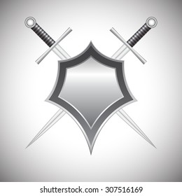 Metal shield and sword