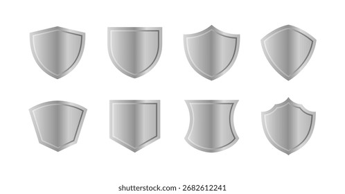 Vector de escudo de metal. Símbolo, protección, seguridad