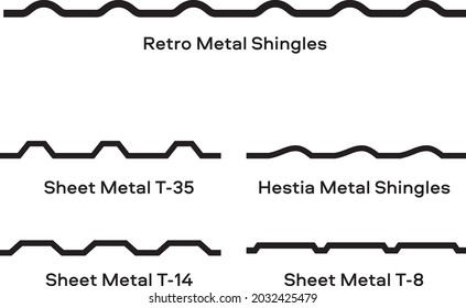 Metal Shingles Sheet Metal Roofing Tiles Vector Outline Blueprints Drafts  Drawings