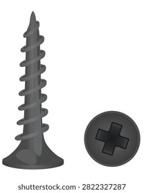 Metal short screw. vector illustration