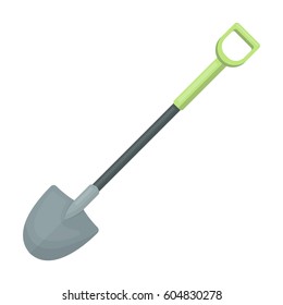 A metal shovel with a plastic handle for working in the garden with the ground.Farm and gardening single icon in cartoon style vector symbol stock illustration.
