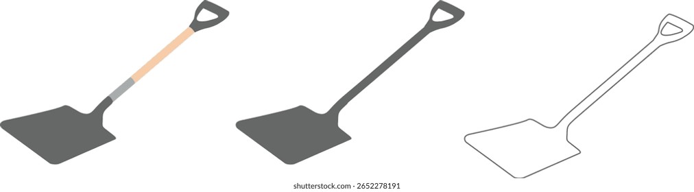 Metal Shovel Square Shape icon set vector