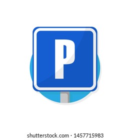 metal sign parking with shadow in the flat