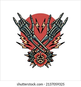 metal sign tattoo illustration vector design