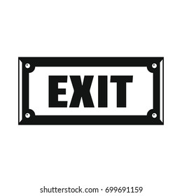 Metal signboard exit black simple silhouette icon vector illustration for design and web isolated on white background. Signboard vector object for labels, logos and advertising