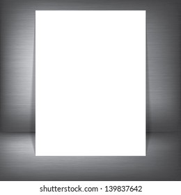 Metal silver background with white paper