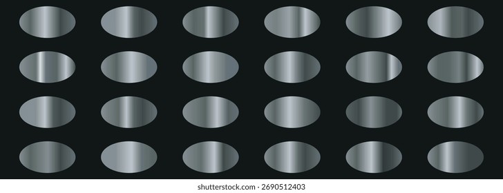 Conjunto de color degradado de plata de metal. Colección de gradiente de plata.  Premium Metallic Silver Gradient Stripe. paleta de patrones de gradiente plateado. 