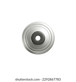 Metal or silver vinyl record in 3d style, vector illustration isolated on white background. LP record disc for turntable player. Concepts of music, disco and entertainment.