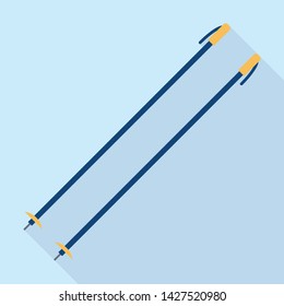 Metal ski sticks icon. Flat illustration of metal ski sticks vector icon for web design