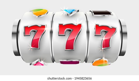 Metal slot machine wins the jackpot. 777 Big win concept. Casino jackpot. Vector illustration