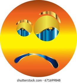 Metal Smiley Sticker / Angry Smiley / Vector.